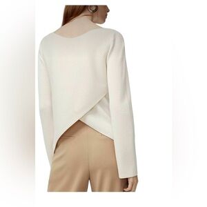 ARITZIA Babaton Kitano wool linen blend sweater criss cross minimalist sz xs